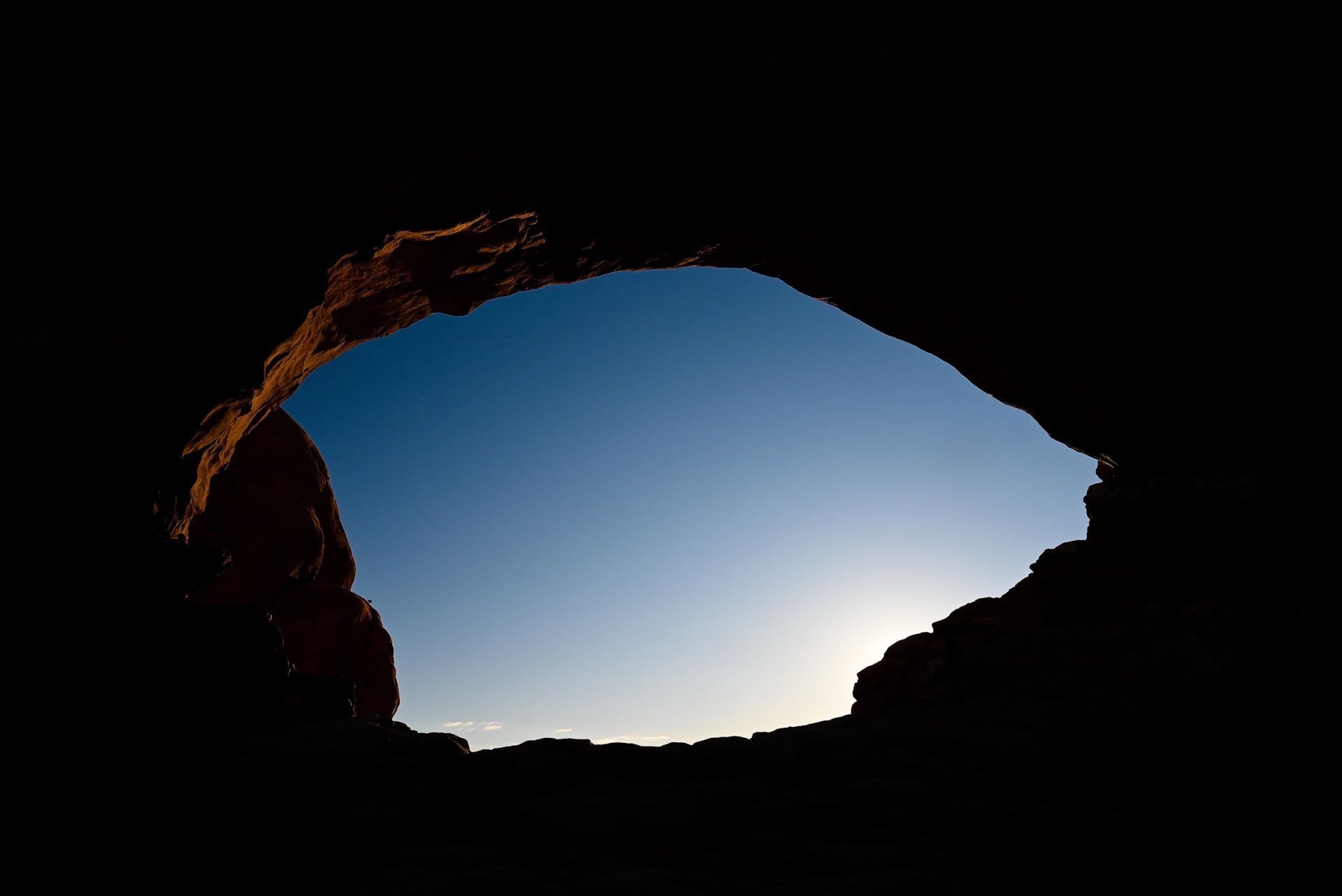 sunrise from the windows in arches national park