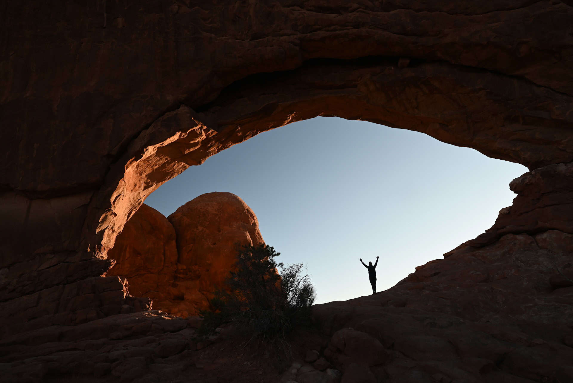 sunrise at the windows in arches national park