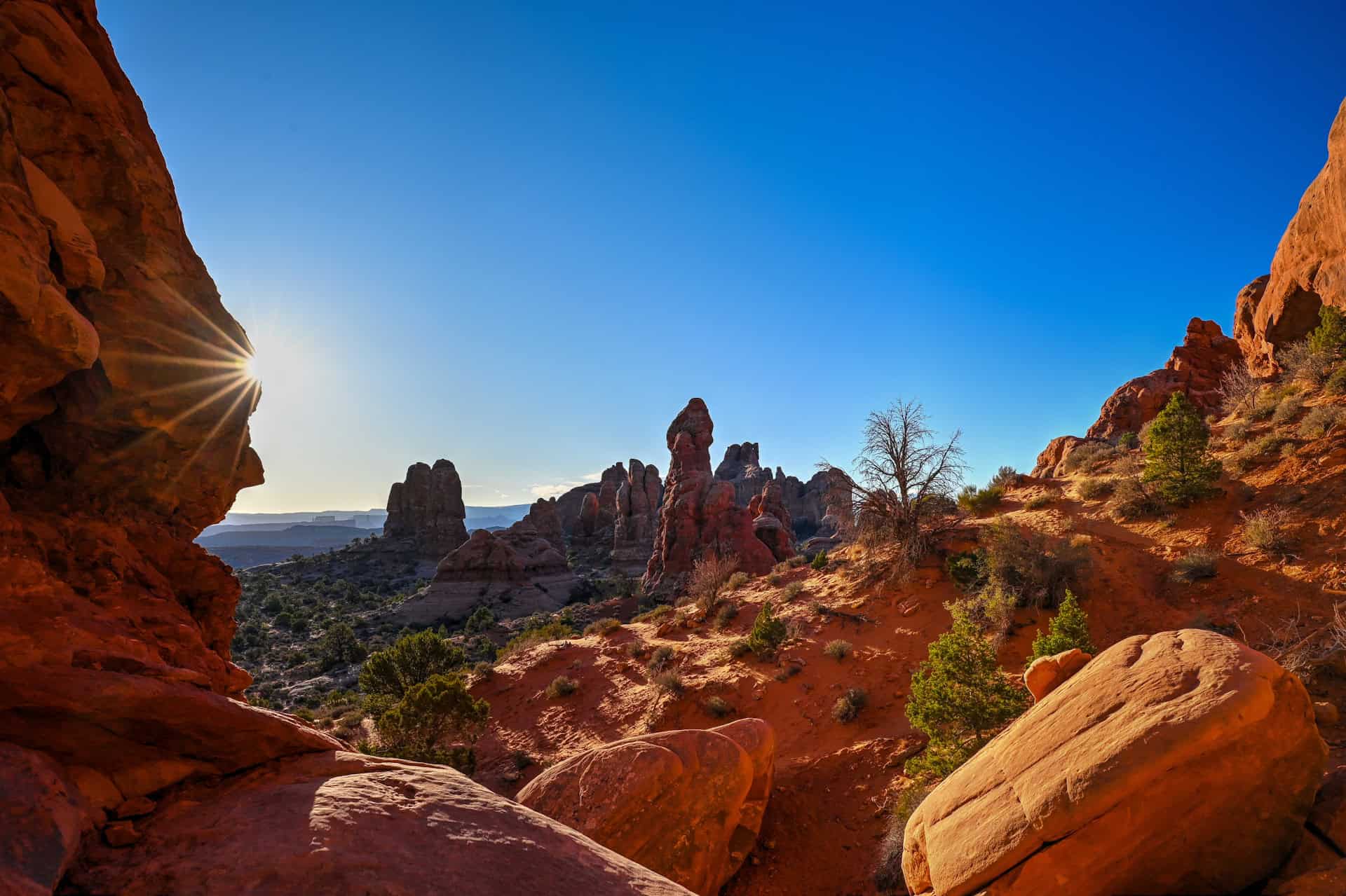 sunrise at the windows in arches national park