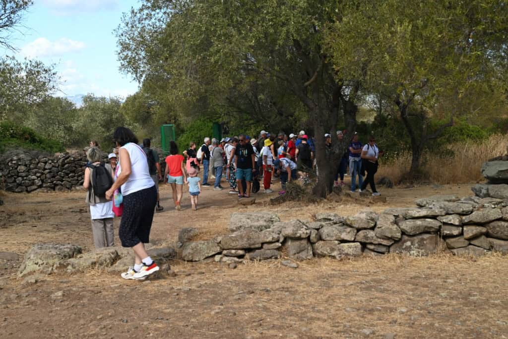 large tour group arriving at the site