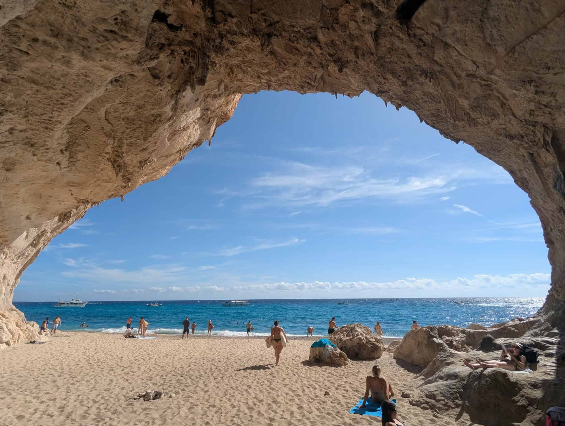 view from inside cala luna cave
