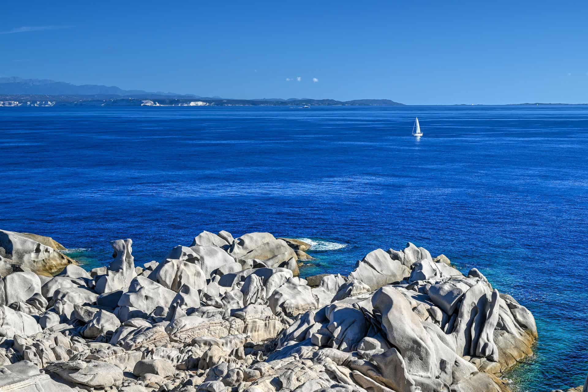 view of corsica from capo testa