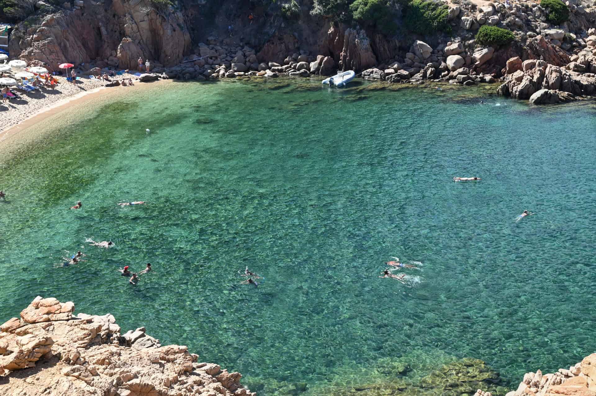 the clear water at Spiaggia di Cala Li Cossi